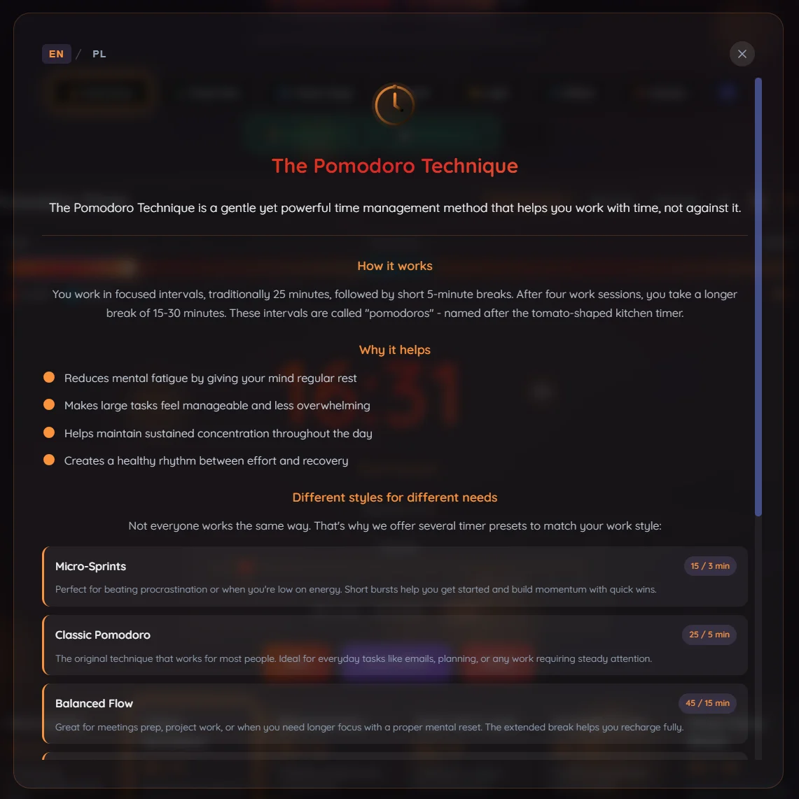 Focus Time App - Overview